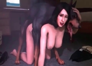 Bestial 3D action with a Doberman