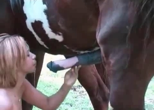 Zoophile girl and her trained horse