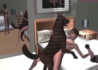 Filthy 3D dog fucks a nice slut