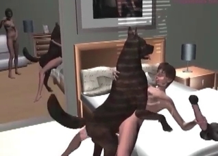 Filthy 3D dog fucks a nice slut