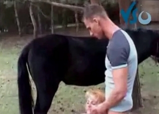Blonde is enjoying outdoor farm sex