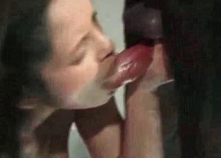 Babe swallows doggy sperm on camera
