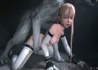 Skinny babe and her brutal 3D doggy