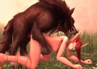Nasty 3D wolf fucks a slender girl
