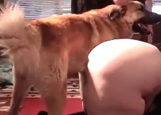 Blonde milf enjoys her retriever