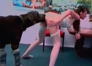 Filthy doberman is banging her twat