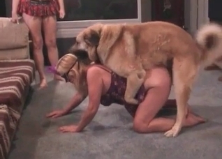 Masked wife and her trained puppy