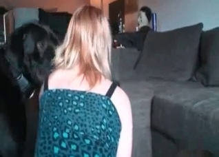 Black dog fucks with a young babe