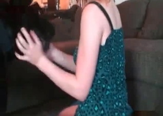 Black dog fucks with a young babe