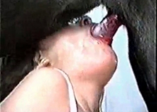 Dog is cumming in her small mouth