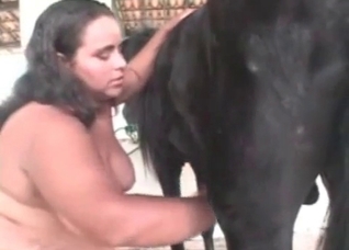 Nasty black horse fucks with a hot babe