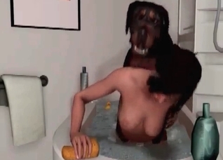 Sexy 3D action with a brutal dog