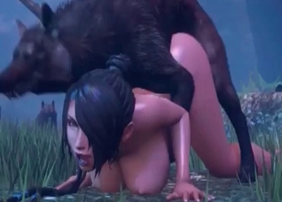 3D bestiality with a stunning wolf