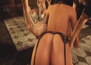 Wanton blonde zoophile in an animated vid