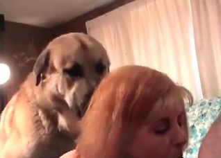 Redhead girl is blowing a juicy dick