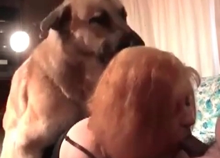 Redhead girl is blowing a juicy dick