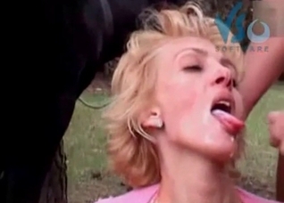 Blonde is enjoying outdoor farm sex
