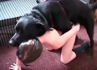 Hot girl is giving a nice head for a dog