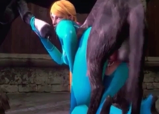 Bleached girl and two hardcore 3D wolfs