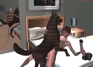 Filthy 3D dog fucks a nice slut