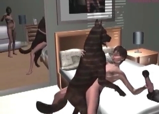Filthy 3D dog fucks a nice slut