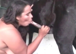 Nasty black horse fucks with a hot babe