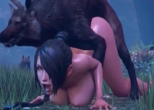 3D bestiality with a stunning wolf