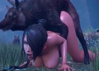 3D bestiality with a stunning wolf