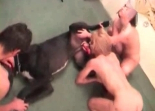 Blonde is sucking a hot dog dick